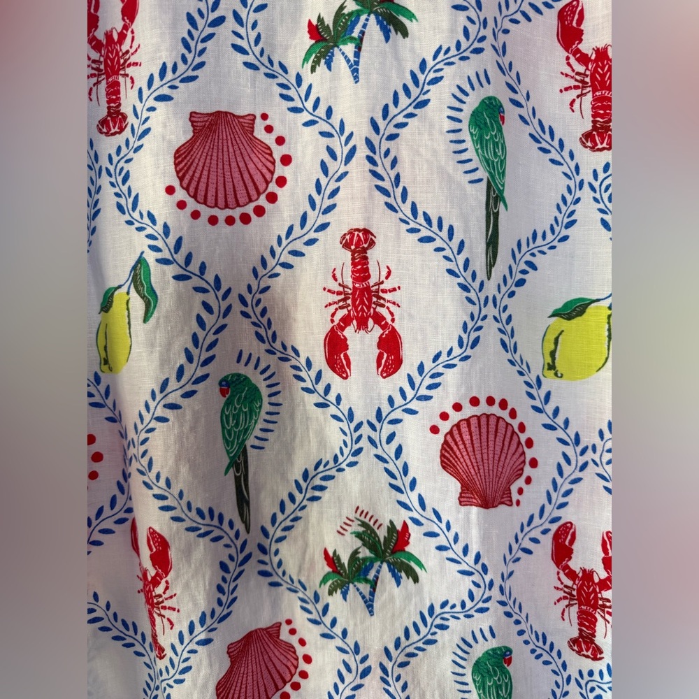 Boden Cleo Linen Dress in Tropical Bonanza Vine White Red Green Yellow Size 4 - Picture 13 of 15